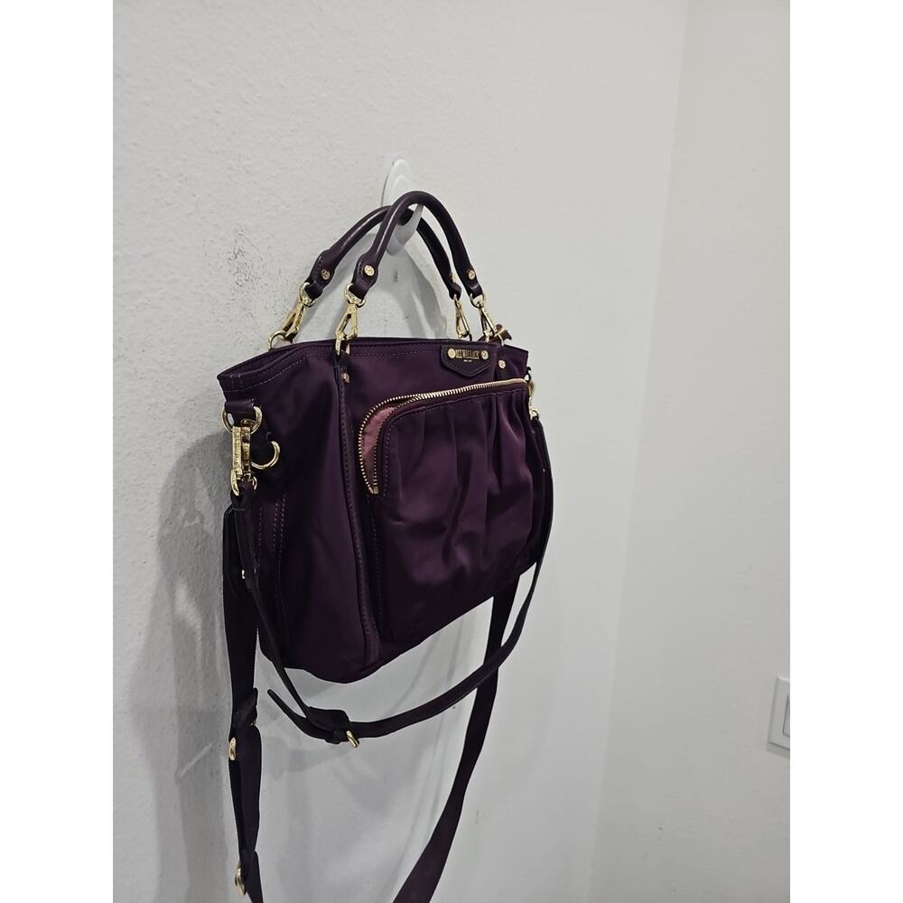 MZ Wallace Burgundy Toni Bedford Nylon W/ Leather Accent Shoulder Bag - Picture 3 of 12